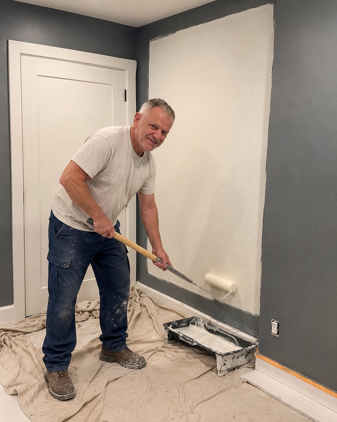 Merwyn painting a wall during a Cape Town home handyman job